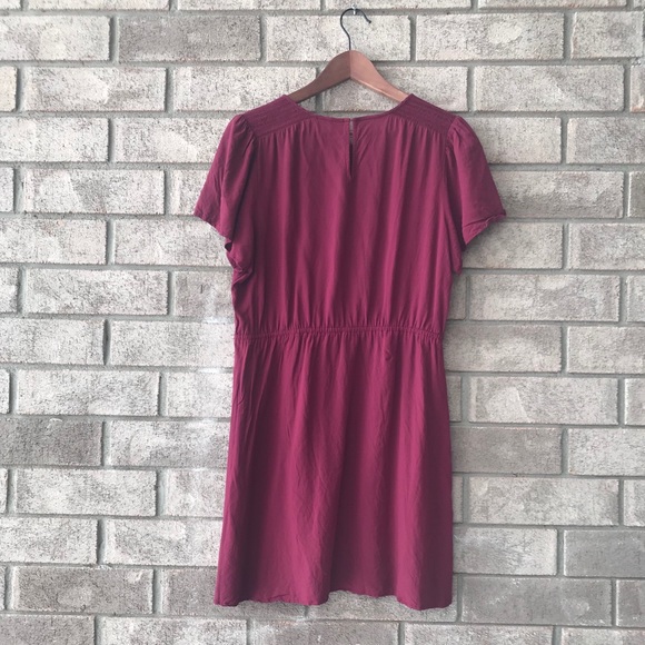 Old Navy Rayon Waist Defined Maroon Dress - Picture 5 of 5
